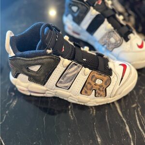 Nike Kids Air More Uptempo Black White and Brown Sneakers